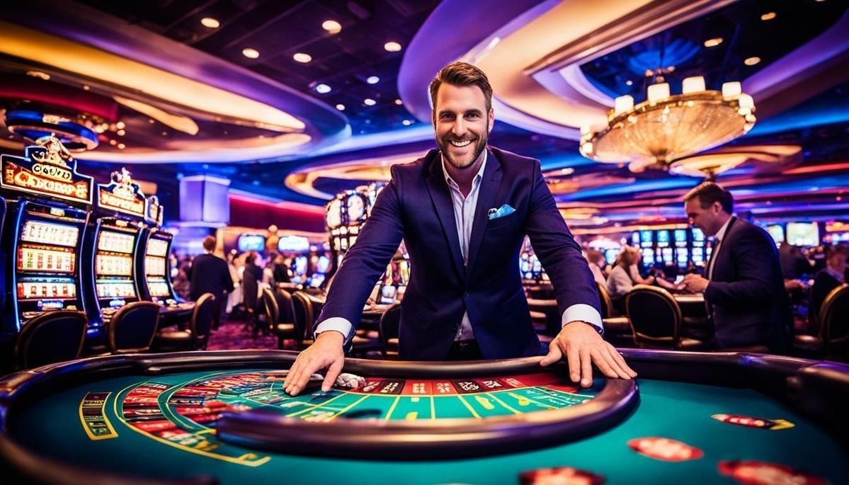Ilustrasi lobby game dengan berbagai pilihan sportsbook, slot, dan kasino di gt108 yang cocok untuk pasar Indonesia